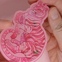 Load and play video in Gallery viewer, StRAWRberry tiger acrylic shaker keyring