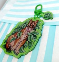 Load image into Gallery viewer, Satin Pothos & Golden Cat, 2 part Acrylic Keyring