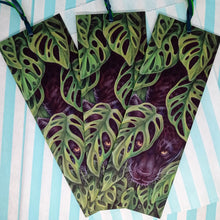 Load image into Gallery viewer, Monstera Adansonii & Jaguar ribboned bookmark