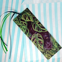 Load image into Gallery viewer, Monstera Adansonii & Jaguar ribboned bookmark