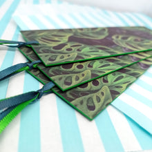 Load image into Gallery viewer, Monstera Adansonii & Jaguar ribboned bookmark