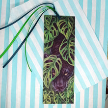 Load image into Gallery viewer, Monstera Adansonii & Jaguar ribboned bookmark