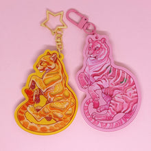 Load image into Gallery viewer, StRAWRberry tiger acrylic shaker keyring