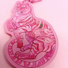 Load image into Gallery viewer, StRAWRberry tiger acrylic shaker keyring