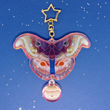 Load image into Gallery viewer, Space holographic Jupiter moth acrylic keyring