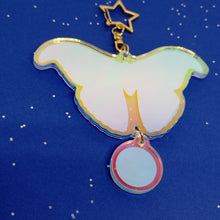 Load image into Gallery viewer, Space holographic Jupiter moth acrylic keyring