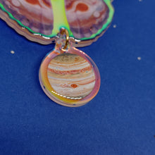 Load image into Gallery viewer, Space holographic Jupiter moth acrylic keyring