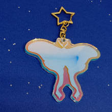 Load image into Gallery viewer, Space holographic luna moth acrylic keyring