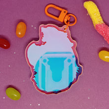 Load image into Gallery viewer, Pumpkin Raccoon holographic acrylic keyring