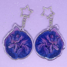 Load image into Gallery viewer, Sleepy space cat acrylic keyring