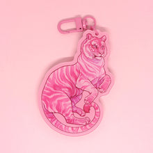 Load image into Gallery viewer, StRAWRberry tiger acrylic shaker keyring
