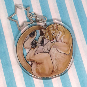 Mountain Lion sleepy acrylic keyring