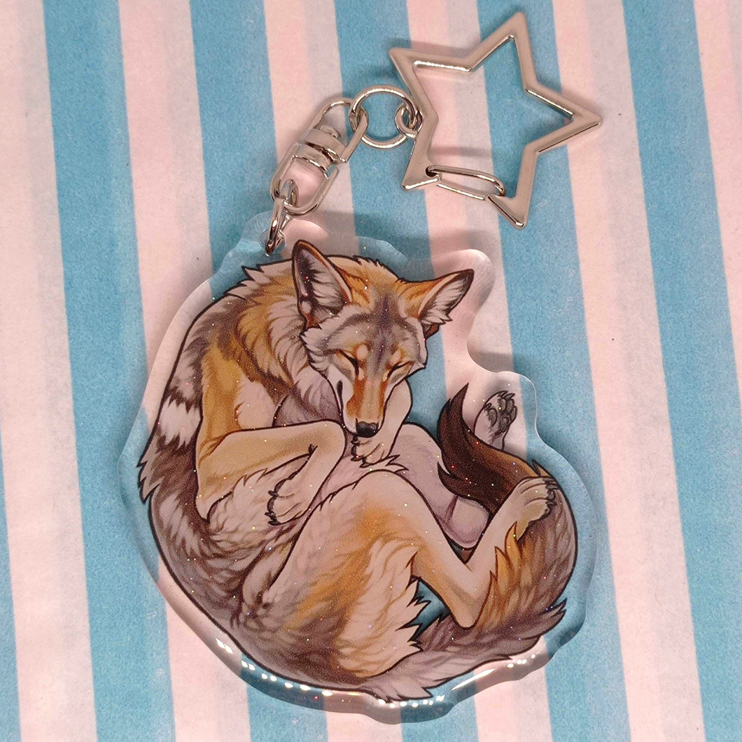 Coyote sleepy acrylic keyring