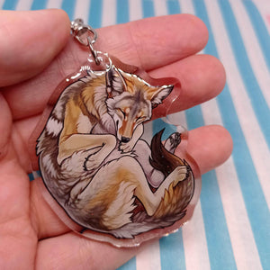 Coyote sleepy acrylic keyring