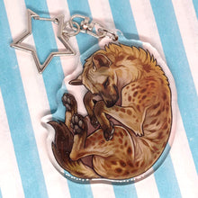 Load image into Gallery viewer, Spotted Hyena sleepy acrylic keyring
