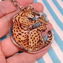 Load image into Gallery viewer, Serval sleepy acrylic keyring
