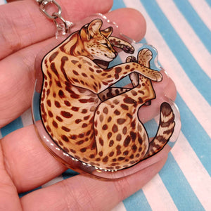 Serval sleepy acrylic keyring