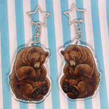 Load image into Gallery viewer, Brown bear sleepy acrylic keyring
