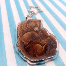 Load image into Gallery viewer, Brown bear sleepy acrylic keyring
