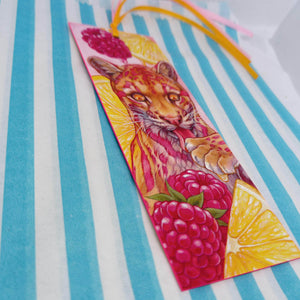 Pink Lemonade Clouded leopard ribboned bookmark