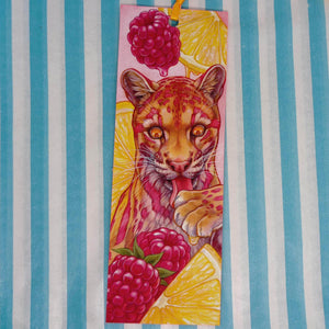 Pink Lemonade Clouded leopard ribboned bookmark