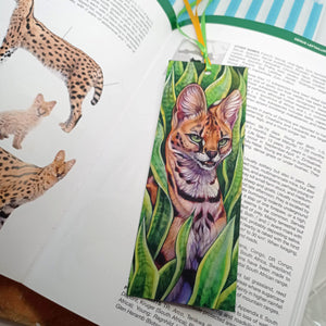 Snake plant and serval ribboned bookmark