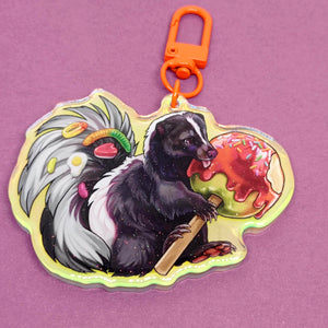 Candy apple skunk holographic acrylic keyring