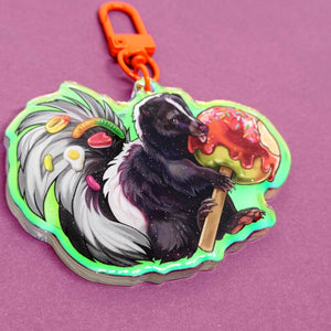 Candy apple skunk holographic acrylic keyring