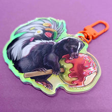 Load image into Gallery viewer, Candy apple skunk holographic acrylic keyring
