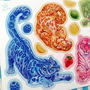 Fruit big cats sticker sheet