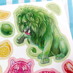 Fruit big cats sticker sheet