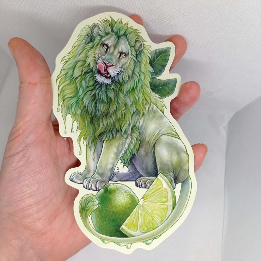 Large vinyl sticker: lion and lime