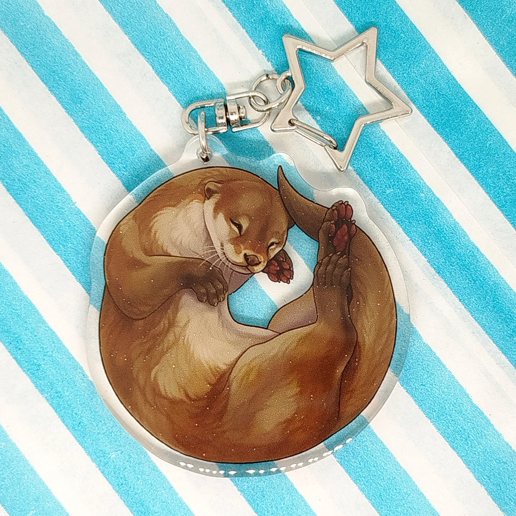 River Otter sleepy acrylic keyring