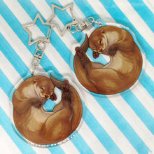 Load image into Gallery viewer, River Otter sleepy acrylic keyring
