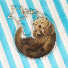 Load image into Gallery viewer, Sea Otter sleepy acrylic keyring
