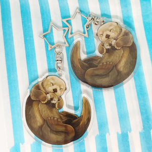 Sea Otter sleepy acrylic keyring
