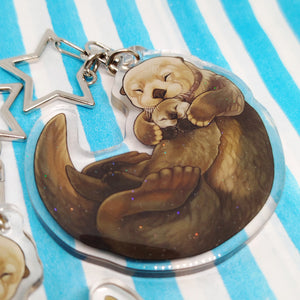 Sea Otter sleepy acrylic keyring