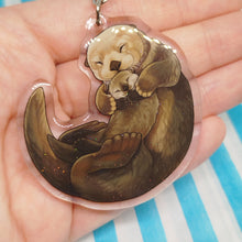 Load image into Gallery viewer, Sea Otter sleepy acrylic keyring
