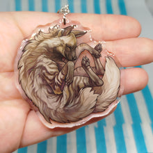 Load image into Gallery viewer, Striped Hyena sleepy acrylic keyring
