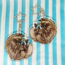 Load image into Gallery viewer, Striped Hyena sleepy acrylic keyring
