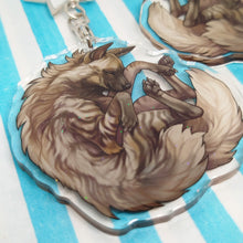 Load image into Gallery viewer, Striped Hyena sleepy acrylic keyring
