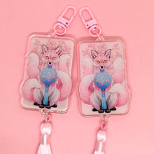 Load image into Gallery viewer, Sakura Fox Festival Tasseled Acrylic Charm Clip
