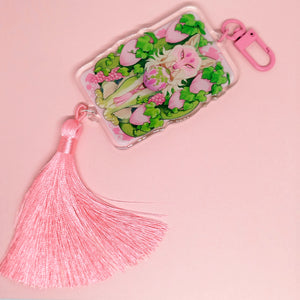 Pink Grape Fox Festival Tasseled Acrylic Charm Clip