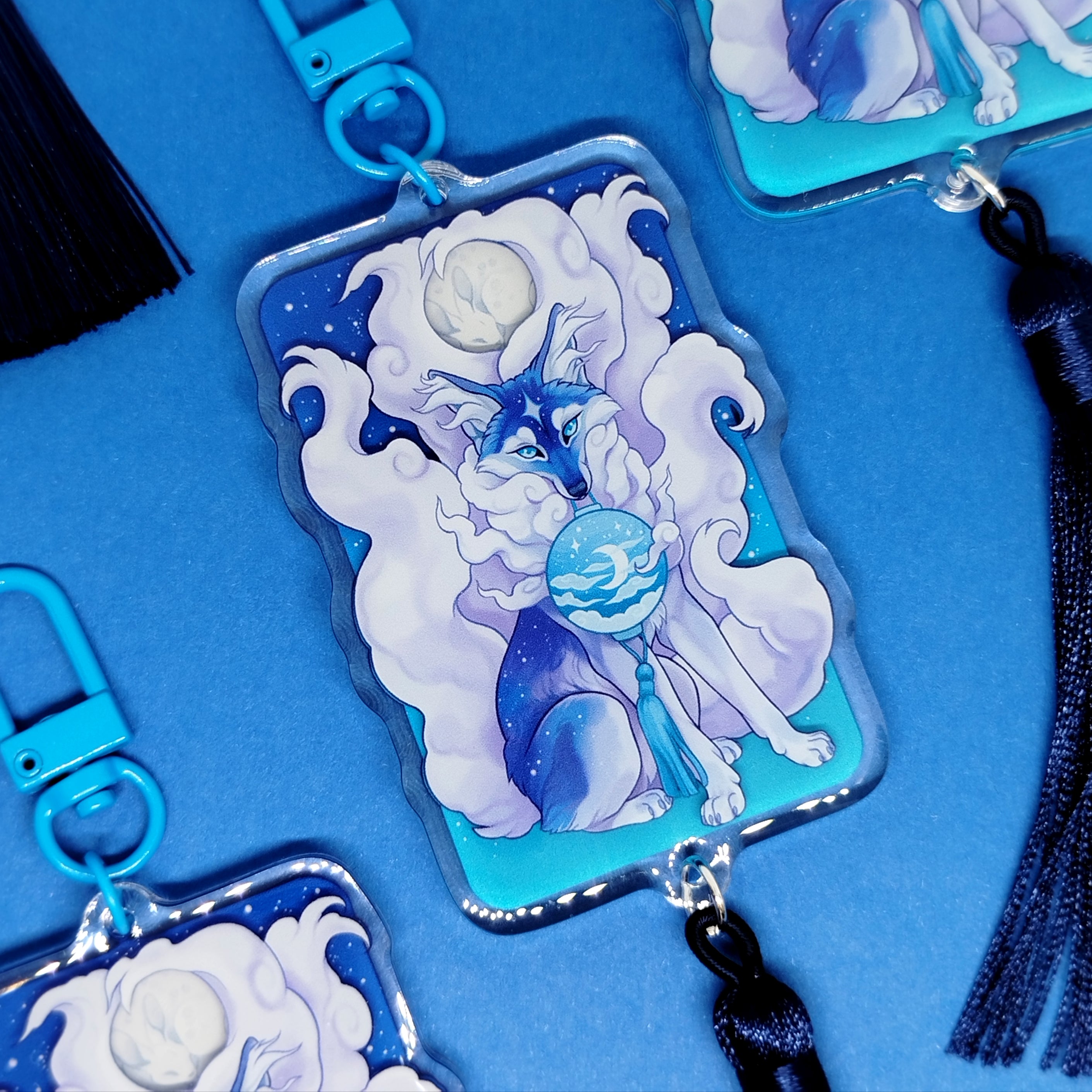 Cloudy Nights Fox Festival Tasseled Acrylic Charm Clip