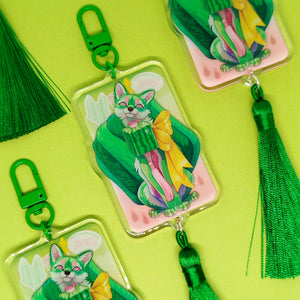 Square Melon Fox Festival Tasseled Acrylic Charm Clip