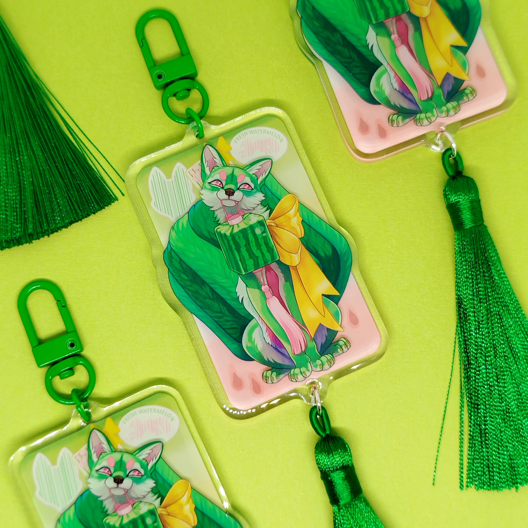 Square Melon Fox Festival Tasseled Acrylic Charm Clip