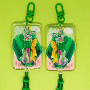 Square Melon Fox Festival Tasseled Acrylic Charm Clip