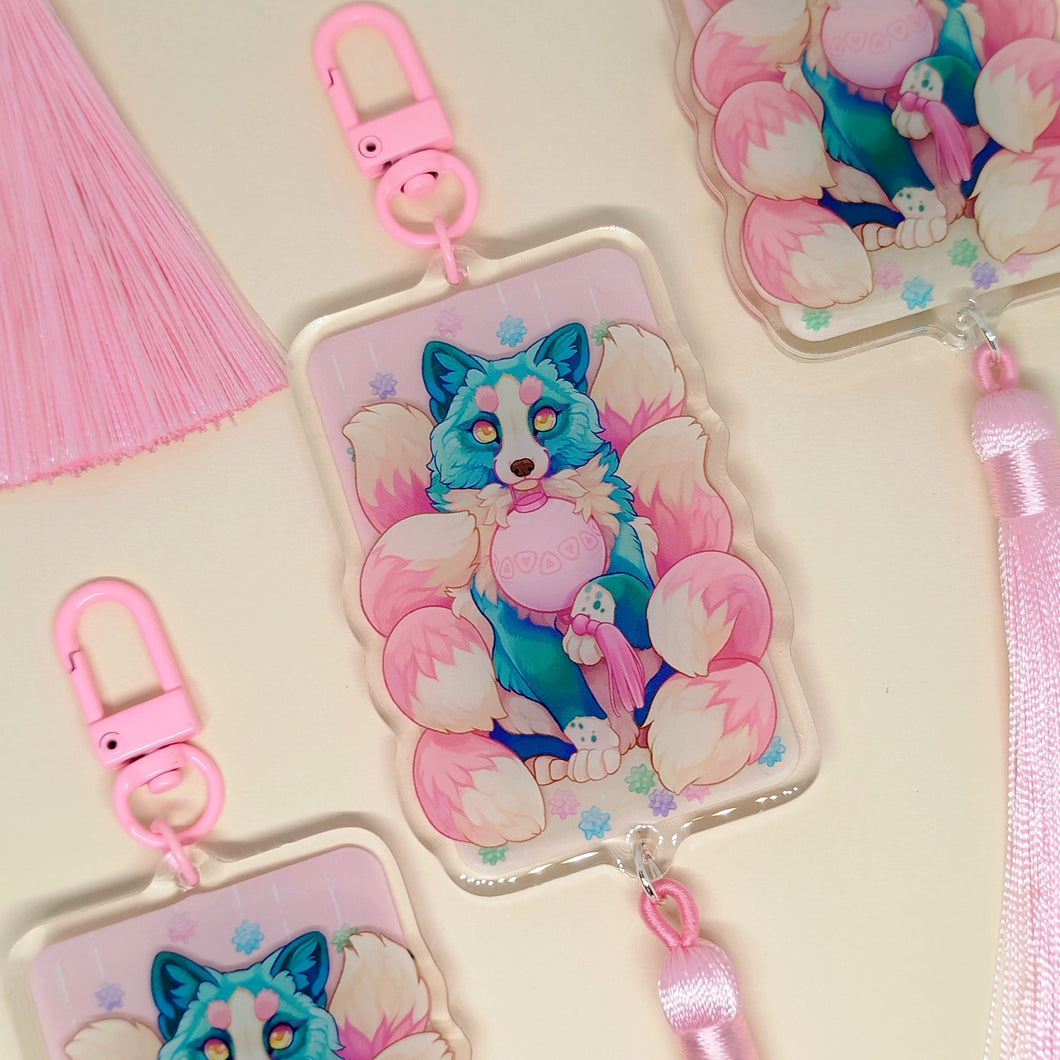 Mochi Fox Festival Tasseled Acrylic Charm Clip