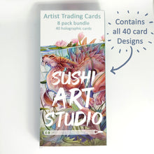 Load image into Gallery viewer, Artist Trading Cards: 5 holographic trading cards booster pack

