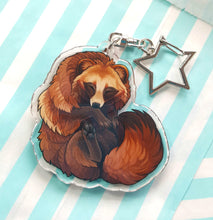 Load image into Gallery viewer, Tanuki sleepy acrylic keyring
